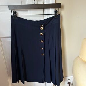 Escada Dark Blue A-Line Skirt with Gold Buttons
